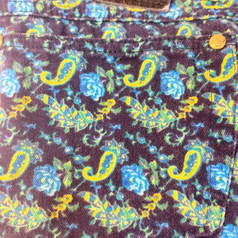 Versace Jeans Couture Designer Jeans Size 26 Paisley Floral Bright Colors - Picture 12 of 12